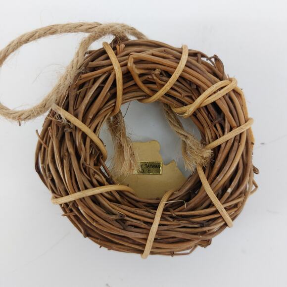 Vintage Christmas Wreath Ornament Teddy Bear Holding Tree - Picture 2 of 13